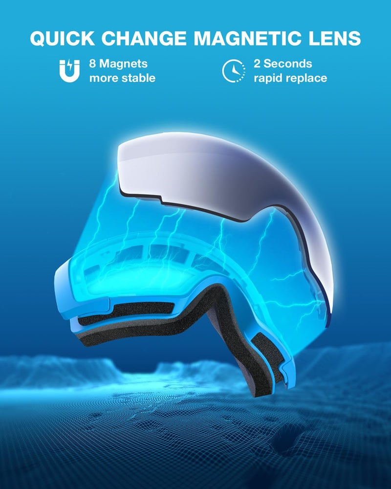 ZIONOR X4 Ski Goggles Magnetic Lens - Snowboard Goggles for Men Women Adult - Snow Goggles Anti-fog UV Protection - Image 3